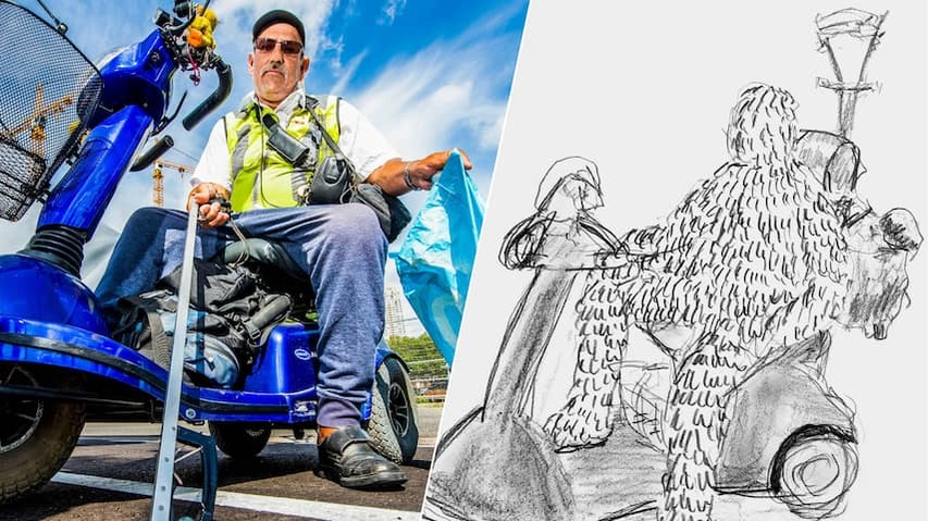 Waste cleaner receives a statue of self -collected laughing gas patterns in Rotterdam