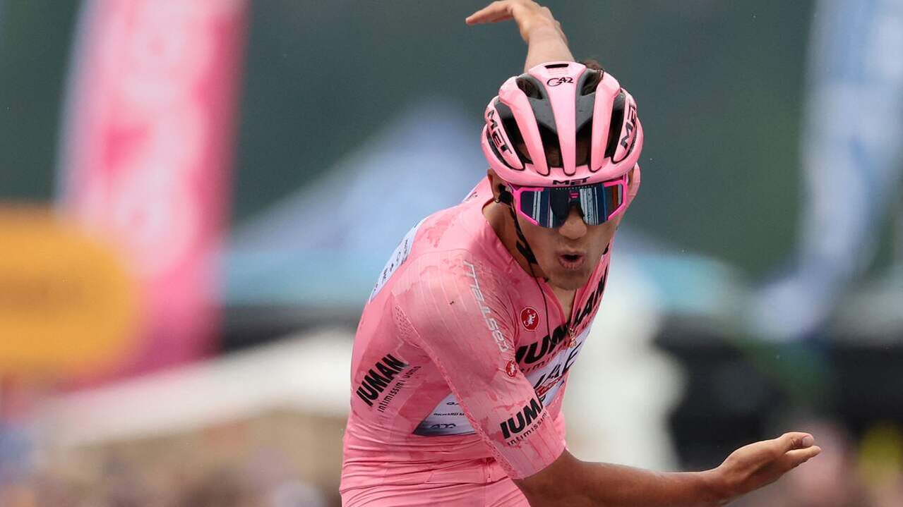 Image from Video: Pink Jersey Wearer del Toro Celebrates Stage Victory in Giro As Matador