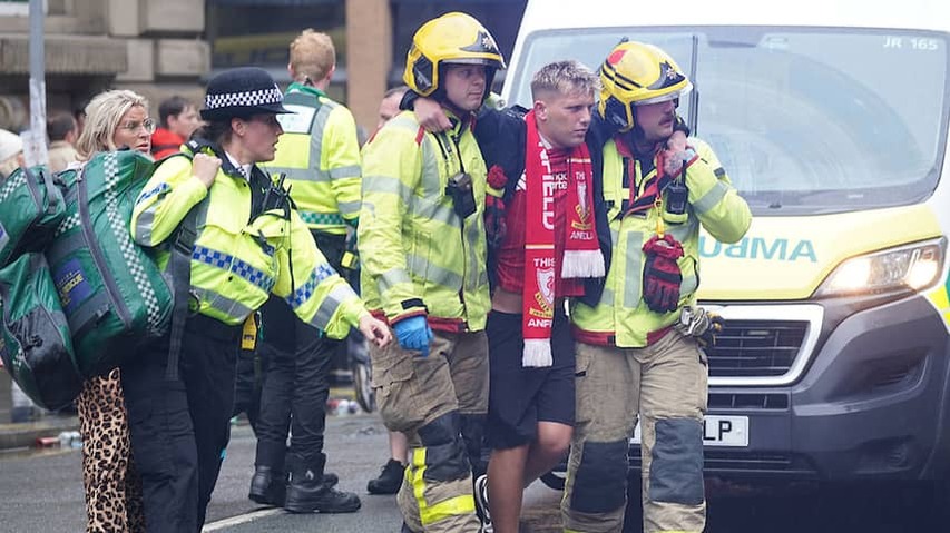 Four people seriously injured in hospital after driving on a crowd in Liverpool