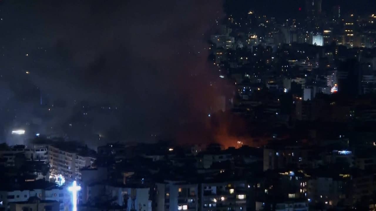 Image from Video: Explosion to be seen in Beirut by Israeli rocket attack