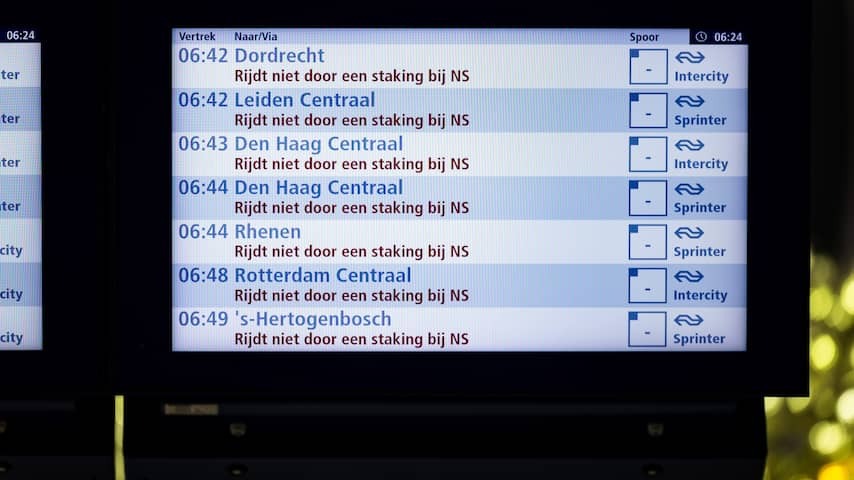 Tuesday no NS trains throughout Randstad due to strike staff