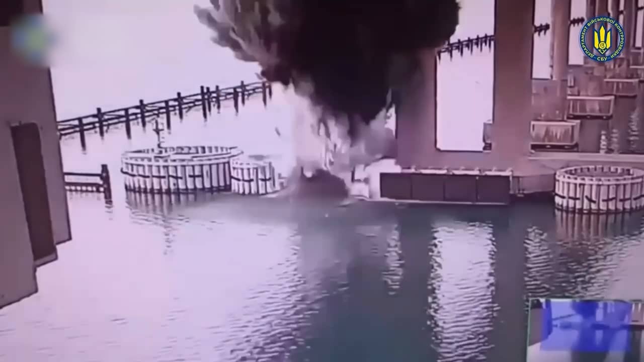 Image from Video: Ukraine Shares Images of Large Explosion Crimean Bridge