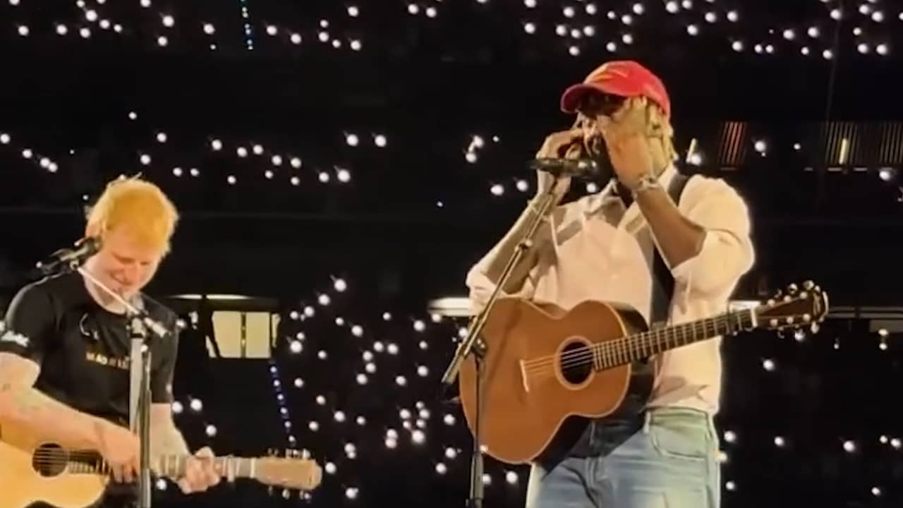 Image from Video: Myles Smith Emotionally on Stage with Ed Sheeran