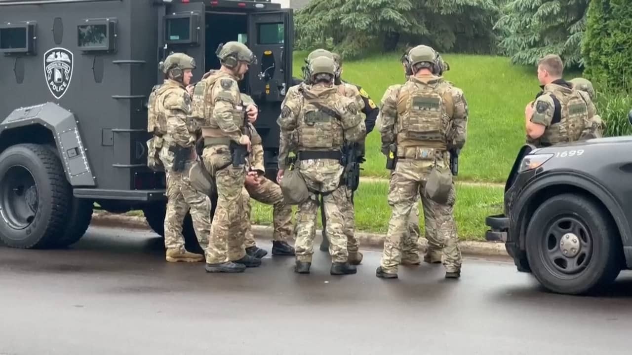 Image from video: Lots of police on their feet in Minnesota after murder of politicians