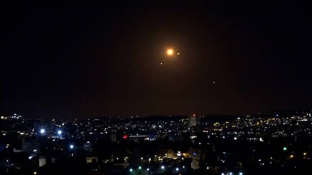 Image from Video: Explosions Above Israel and Iran Due to New Rocket Attacks