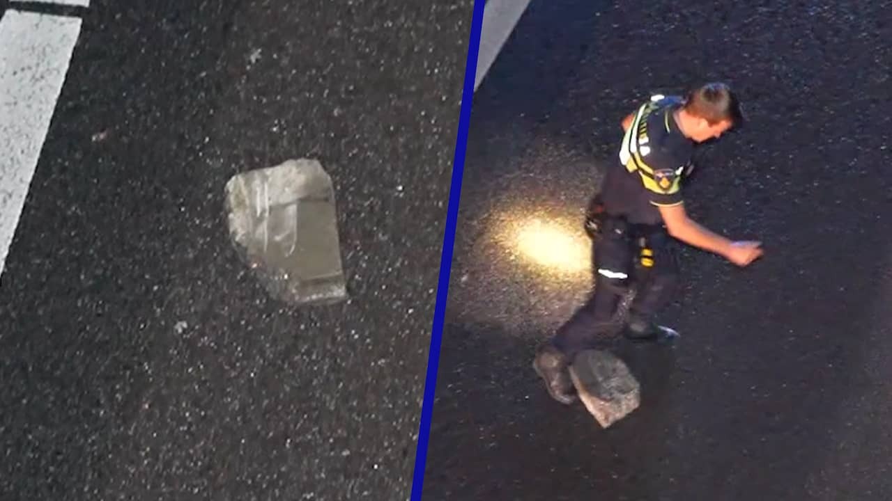 Image from Video: Police Removes Life-Thraeatening Concrete Blocks From A1
