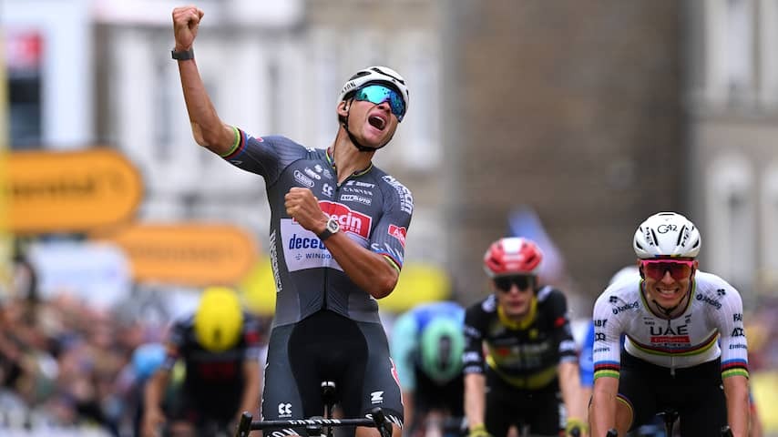 Van der Poel wins Rit and takes Geel in Tour de France after sprint duel with Pogacar
