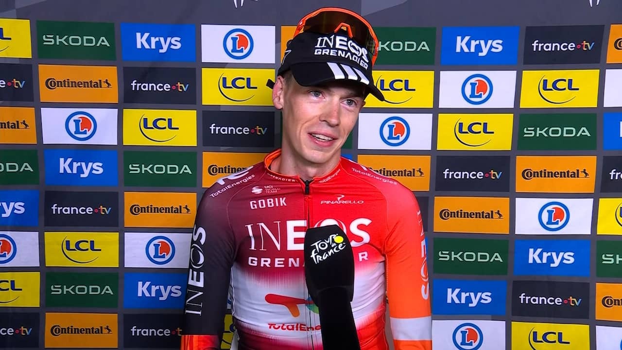 Image from video: Broken Arensman after victory: 'Don't know what I just did'