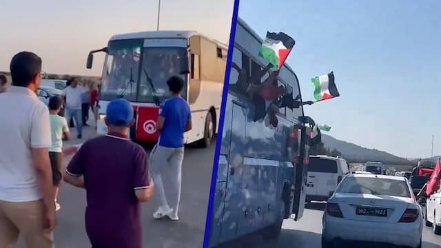 Procession of buses and cars from Tunisia on the way to Gaza