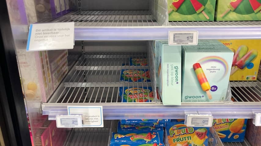 Summer takes too long for ice cream maker: empty compartments in the supermarket