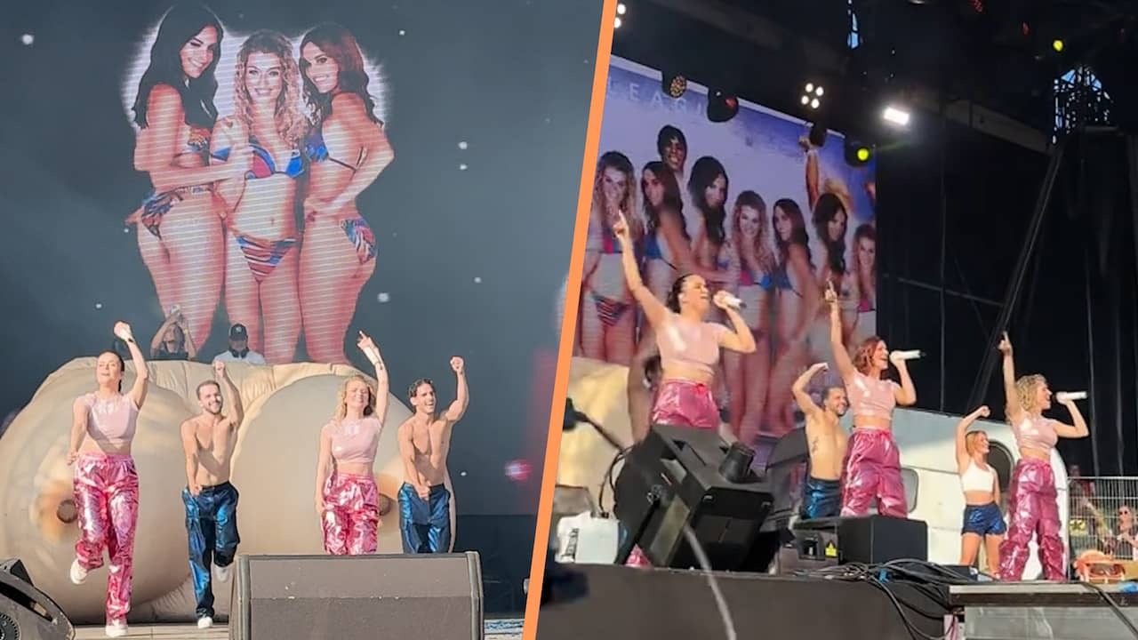 Image from Video: K3 fans displaced with AI images with headscarves and bikini at festival