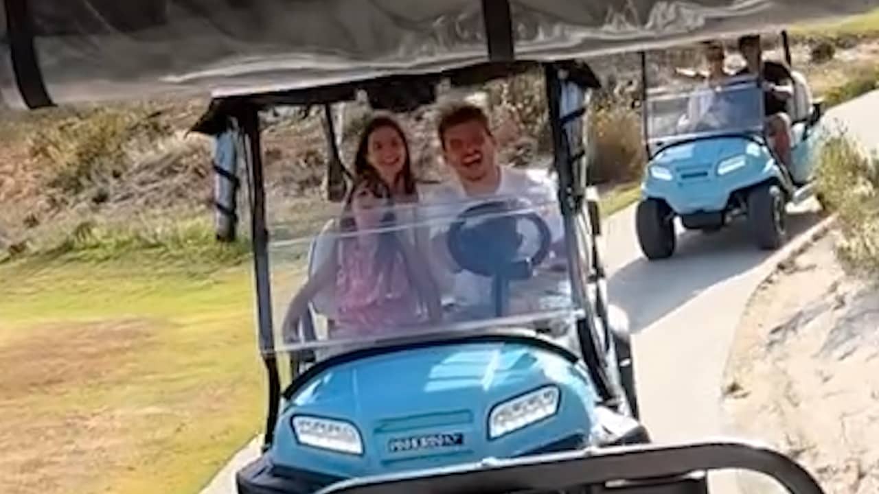 Image from Video: Verstappen catches up golf cart with screaming Kelly Piquet in the back seat