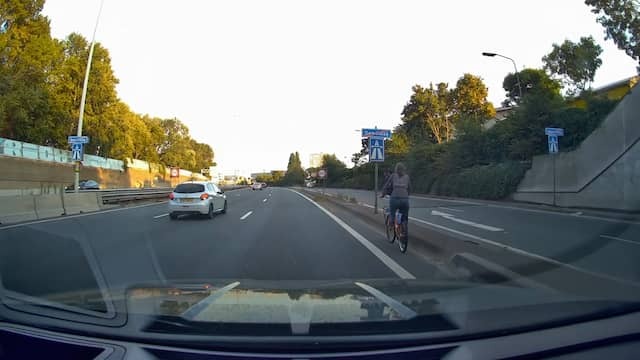 Woman takes the wrong turn and cycles on A12