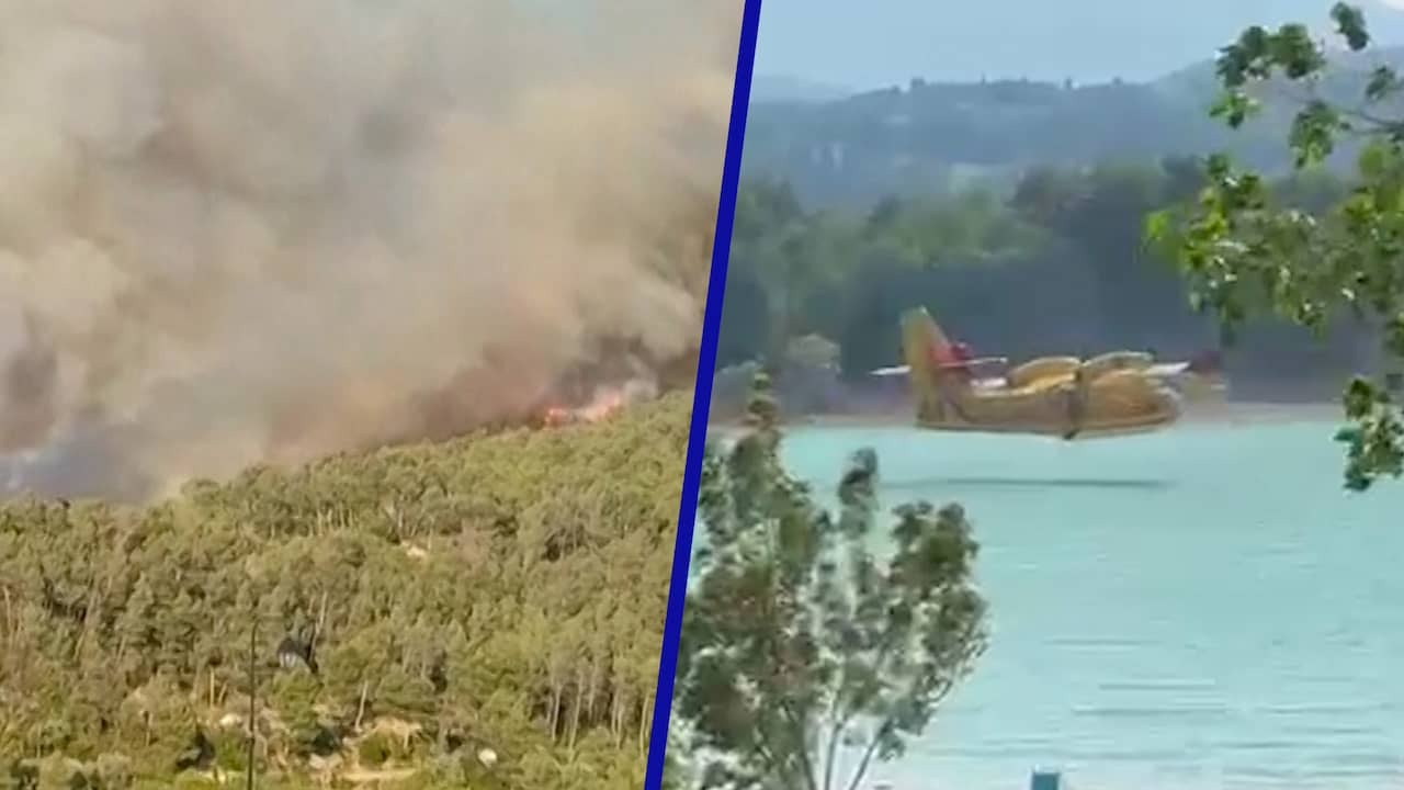 Image from video: Bystanders film fierce forest fires in southern France