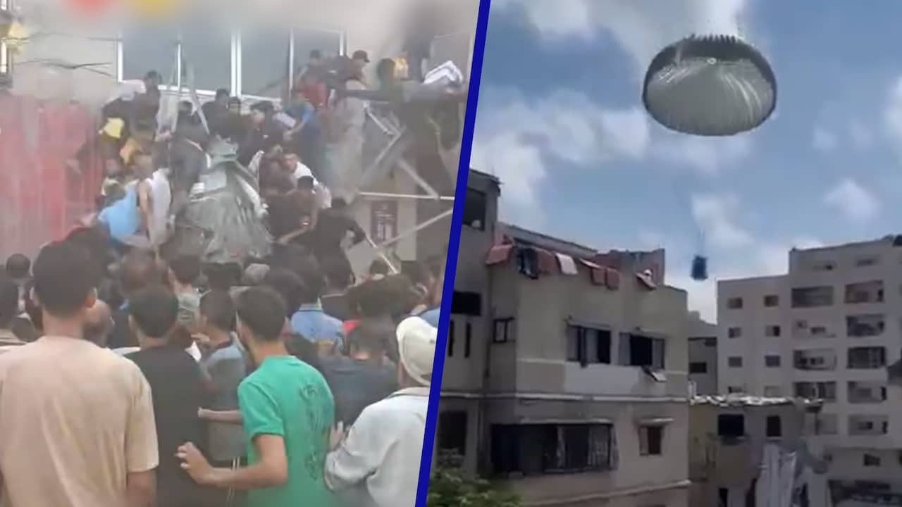 Image from Video: Full Balcony Collapses Duration Food Drop in Gaza