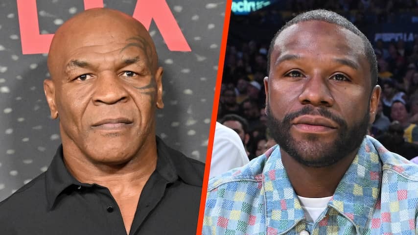 Icons Mike Tyson (59) and Floyd Mayweather (48) boxing against each other in 2026