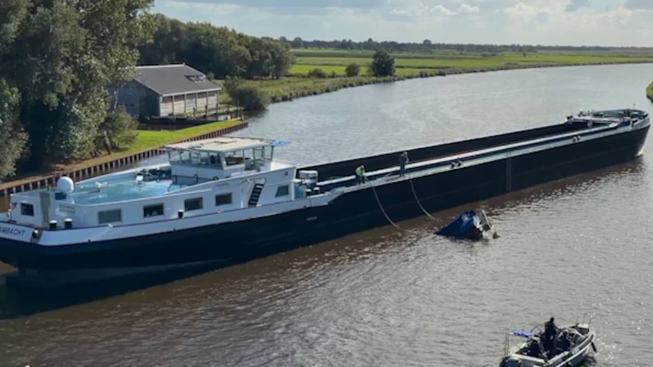 Image From Video: Yacht Upside Down In The Water After Collision With Inland Vessel