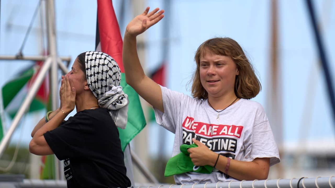 Image from Video: Greta Thunberg again on the way to Gaza on board ship