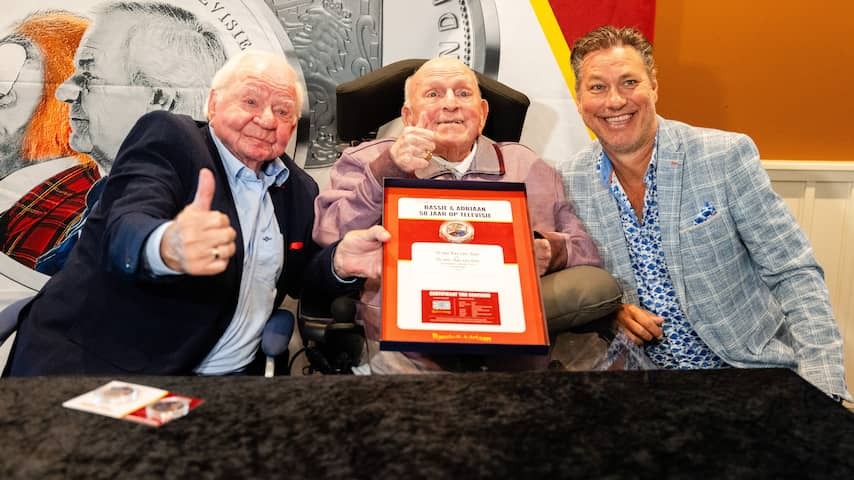 Bas van Toor at the presentation of special coin for TV anniversary Bassie and Adriaan