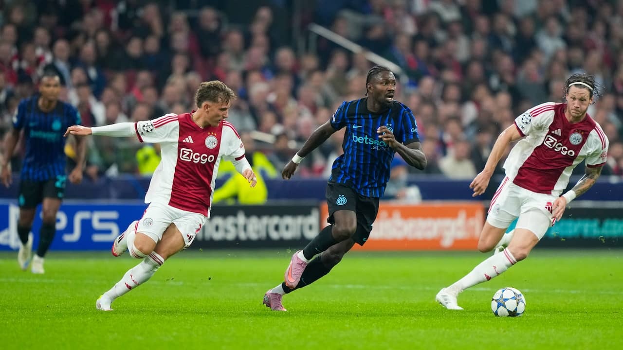 Image from Video: Thuram heads from corner kick against Ajax in Champions League