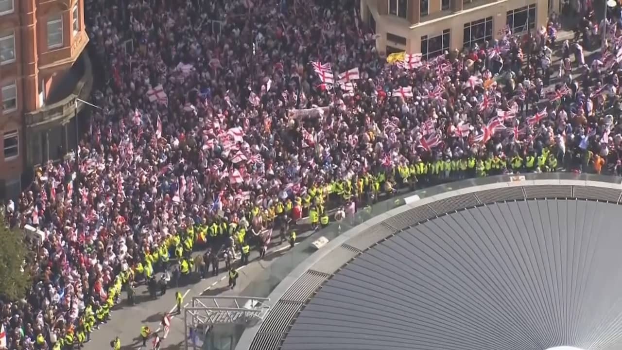 Image from Video: Thousands of Protesters in London for Far-Right Demonstration
