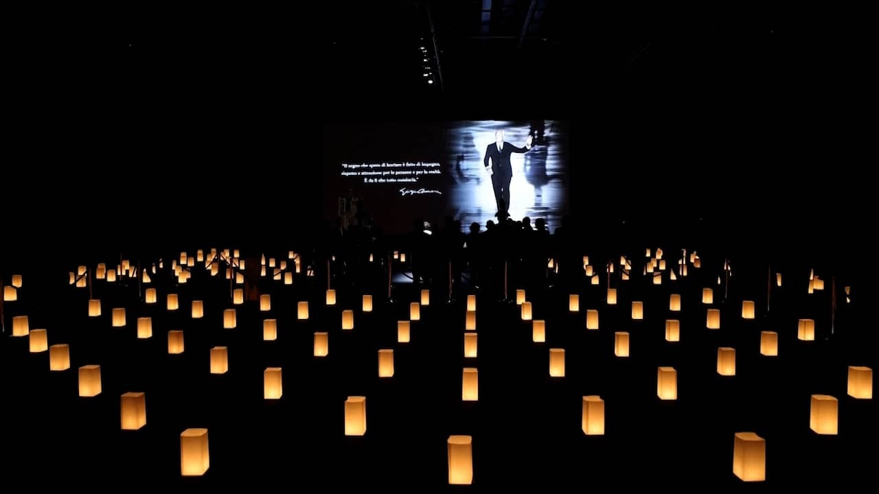 Image from Video: Milan Commemorates Giorgio Armani in a Theater Full of Candles