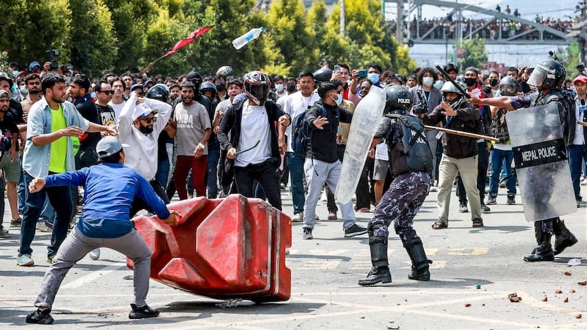 Demonstrators in Nepal shot by the police in protest against social media
